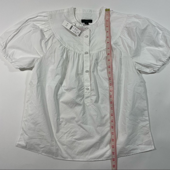 New J Crew Puff Sleeve Cotton Poplin Top Blouse White Small - Picture 8 of 8